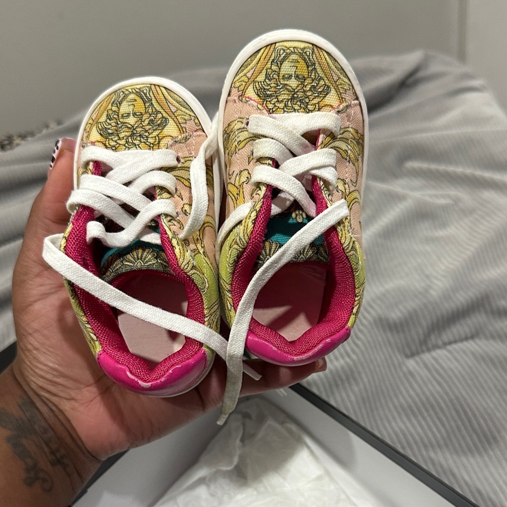 Versace Kids Sneakers with Pink and Gold Accents
